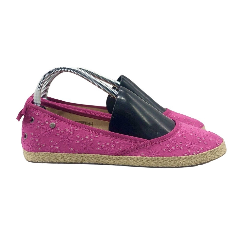 UGG Australia Pink Eyelet Espadrille Flats Bow Back 1004022K Womens 6
